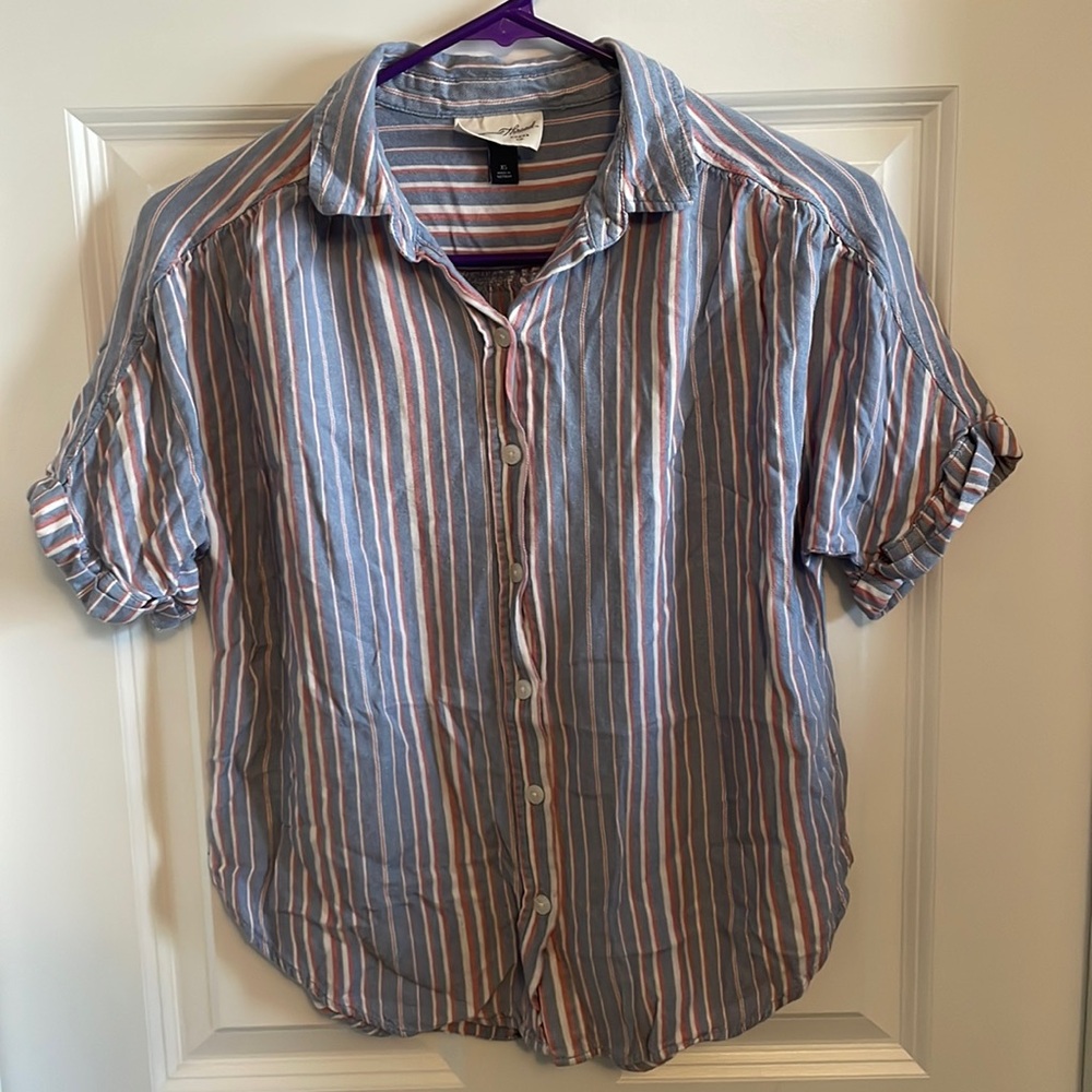 Universal threads striped button up tee.